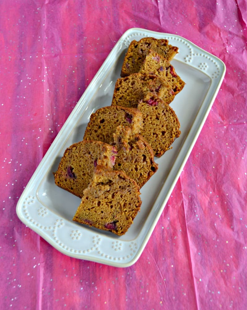 This spiced Pumpkin Cranberry Bread is the perfect fall dessert. 