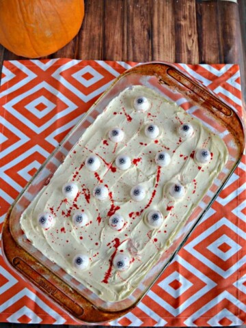 Blood Spattered Eyeball Brownies are sure to be a hit at any Halloween party!