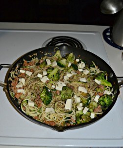 Make your pasta a little healthier with zoodles and add some flavor with Broccoli and Sausage!