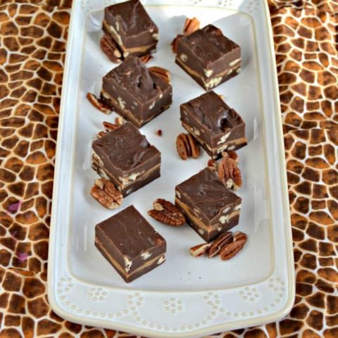Love this rich and delicious Turtle Fudge with chocolate, pecans, and caramel sauce!