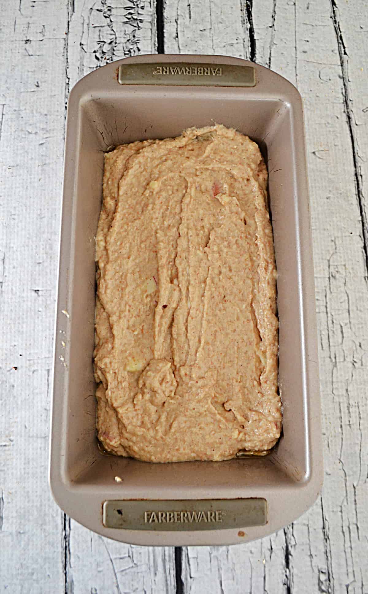 Batter in a bread pan.