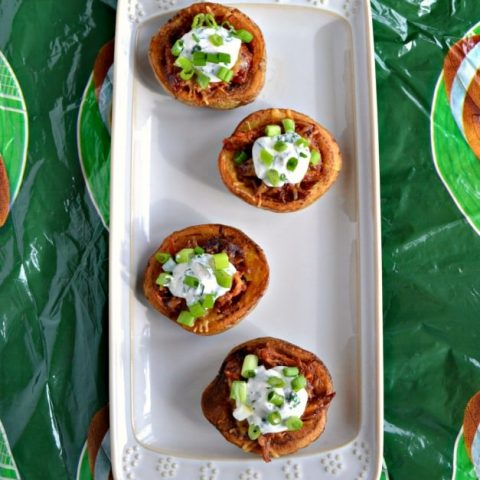 Looking for a filling and delicious Game Day appetizer? Check out these awesome Pulled Pork Potato Skins!