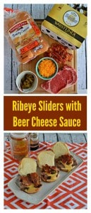 Everything you need to make Ribeye Sliders with Beer Cheese Sauce for Game Day!