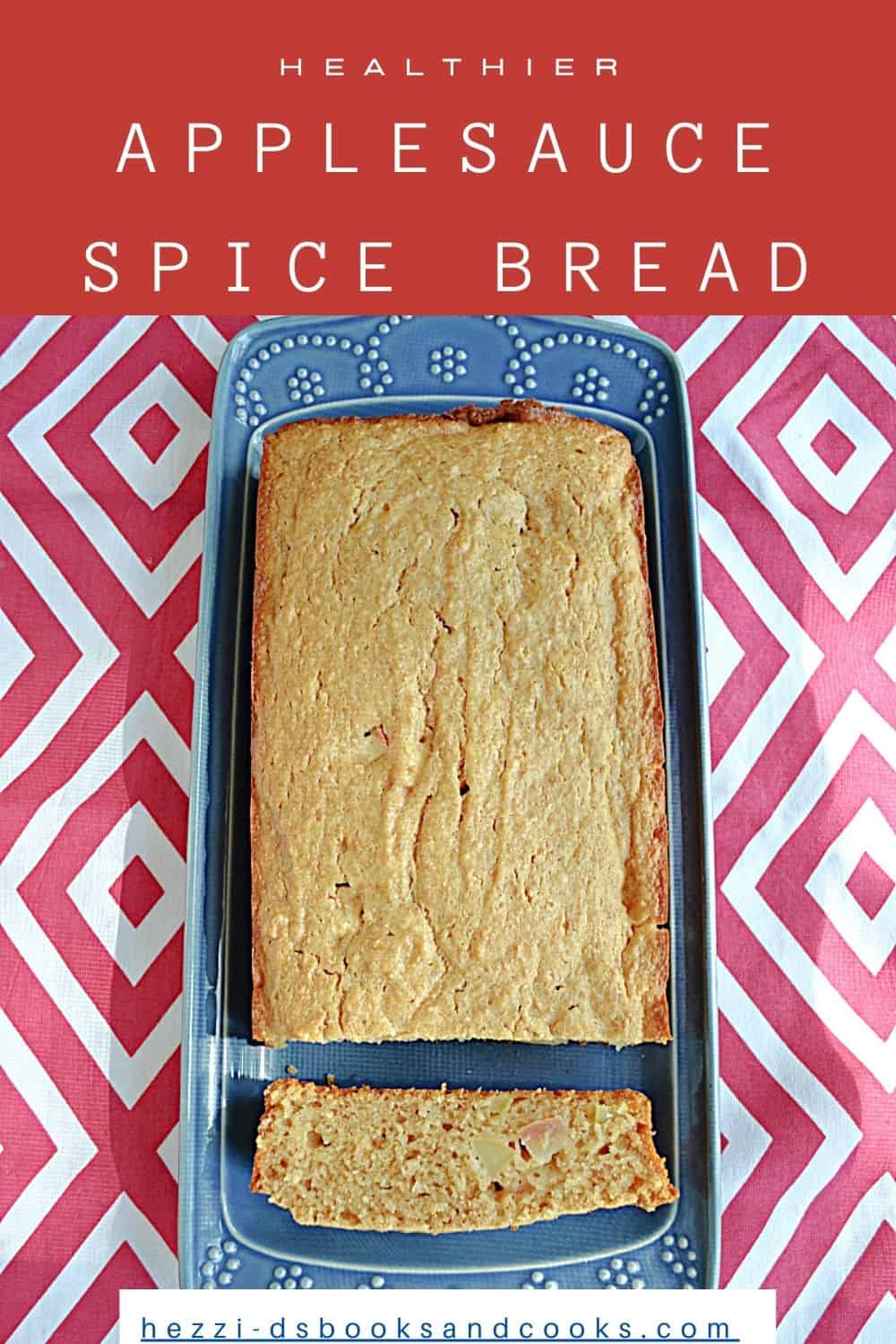 Pin image: Title, a platter with a loaf of bread on it with a slice cut off.