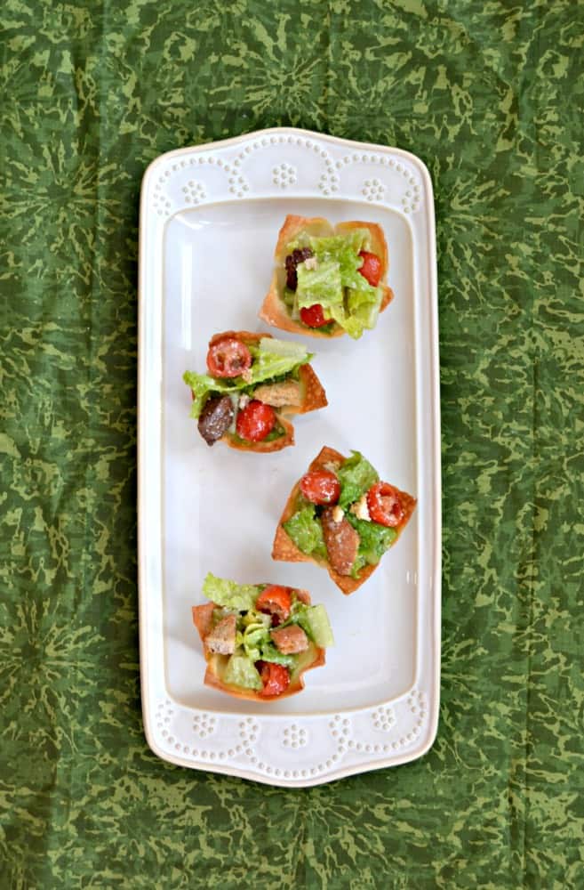 Love these Caesar Salad Wonton Cups as a pick up and go appetizer!