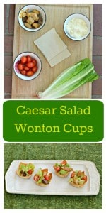 Looking for a healthy and easy to make appetizer? Try these fun Caesar Salad Wonton Cups!