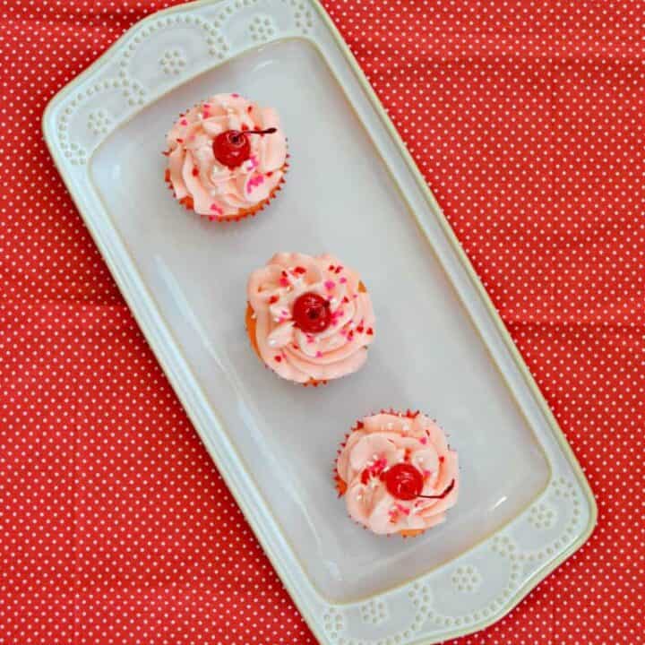 Kids love these fun pink Cherry Cupcakes with a cherry on top!