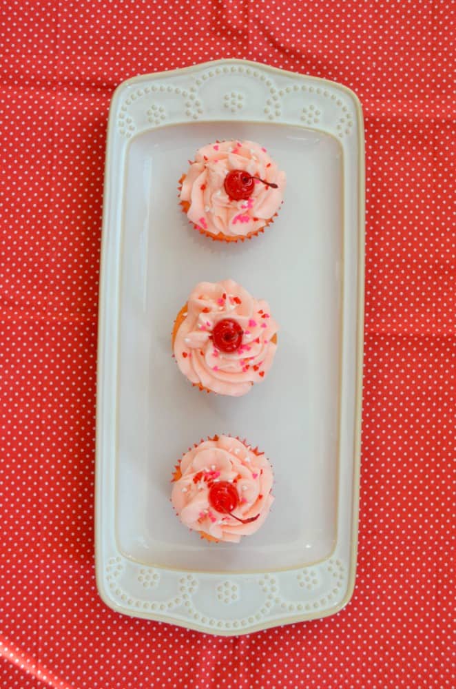 Looking for a tasty dessert that's semi-homemade? Try my Cherry Cupcakes with Cherry Vanilla Frosting!