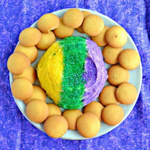 Grab a cookie and dunk into this delicious King Cake Cheese Ball!
