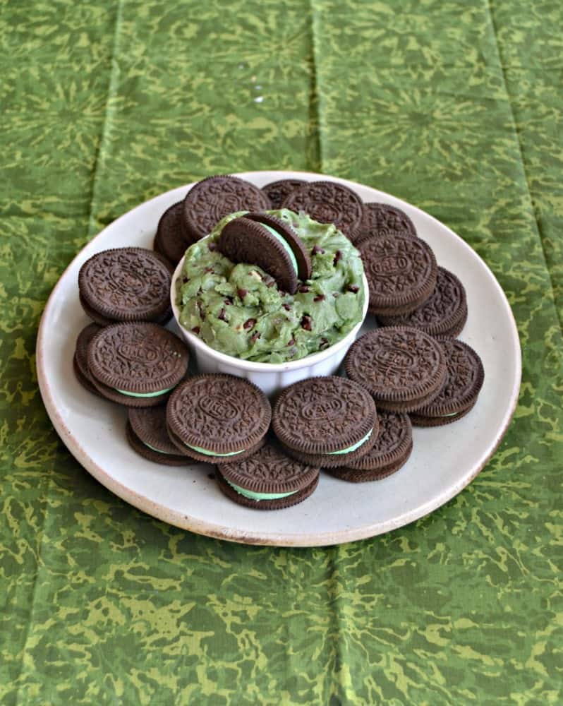 Make this delicious Mint Chocolate Chip Cookie Dough Dip for St. Patrick's Day!