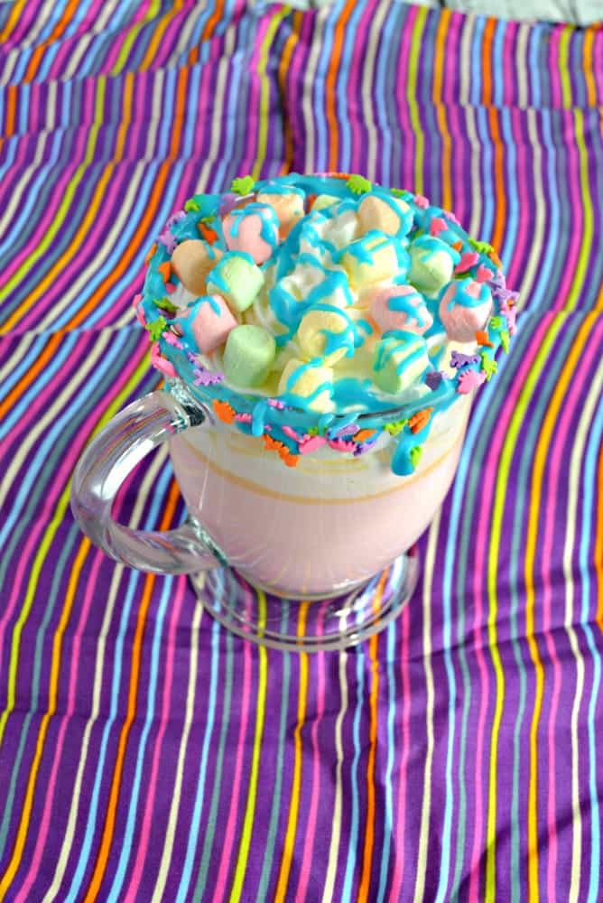 Sip on a mug of this colorful and delicious Unicorn hot Chocolate!