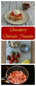 Can't decide what's for breakfast? Give these Strawberry Shortcake Pancakes with homemade Strawberry Syrup a try!