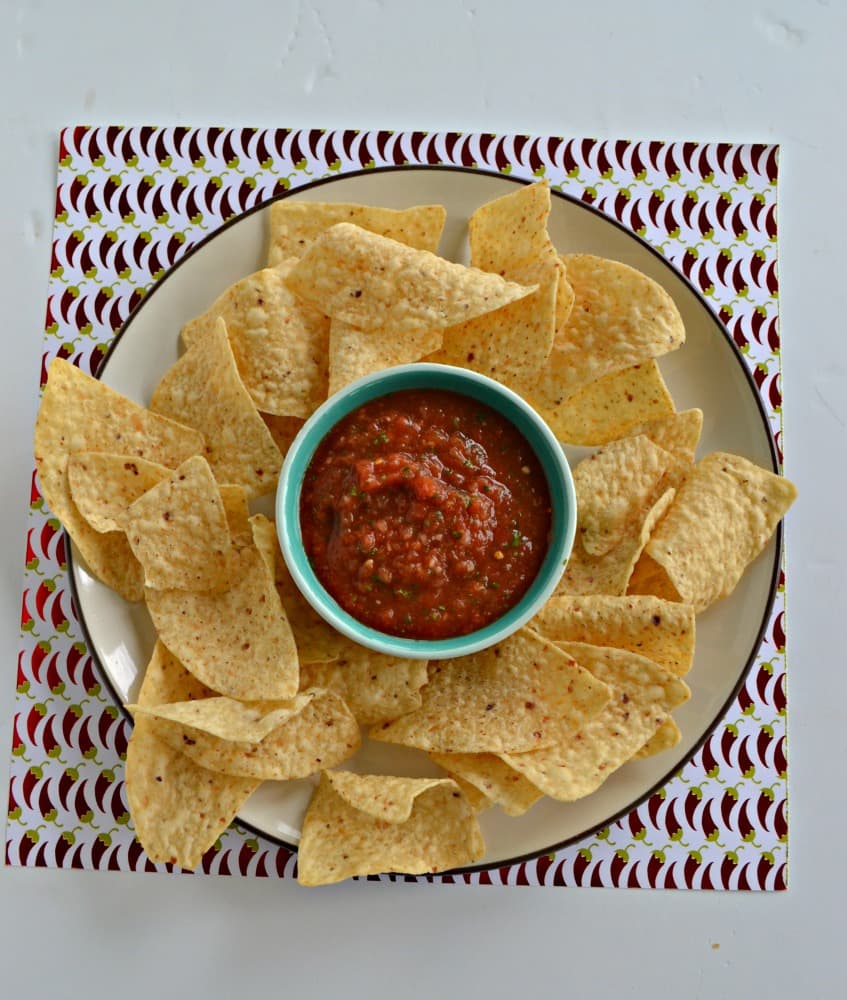 5 Minute Restaurant Style Salsa is an easy and delicious appetizer recipe!