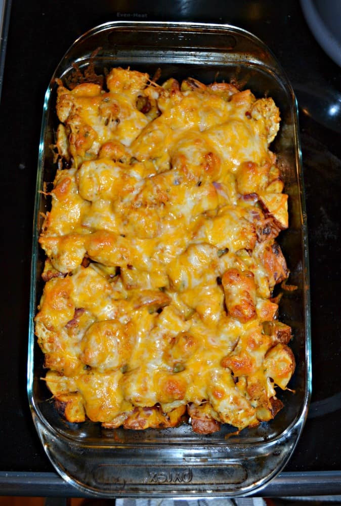 Love this easy and delicious Loaded Buffalo Chicken and Potato Bake!