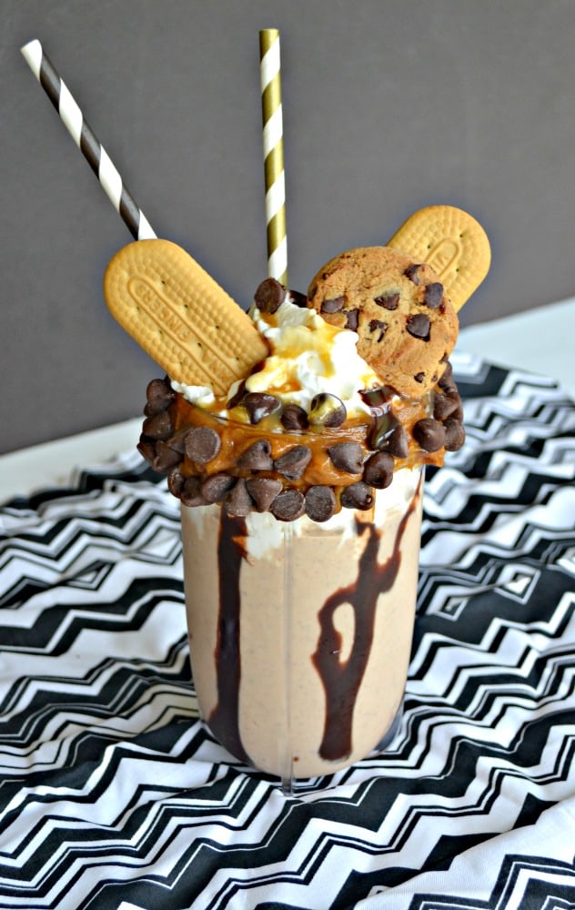 Grab your best friend and sip on this incredible Cookies and Milk Monster Milkshake!