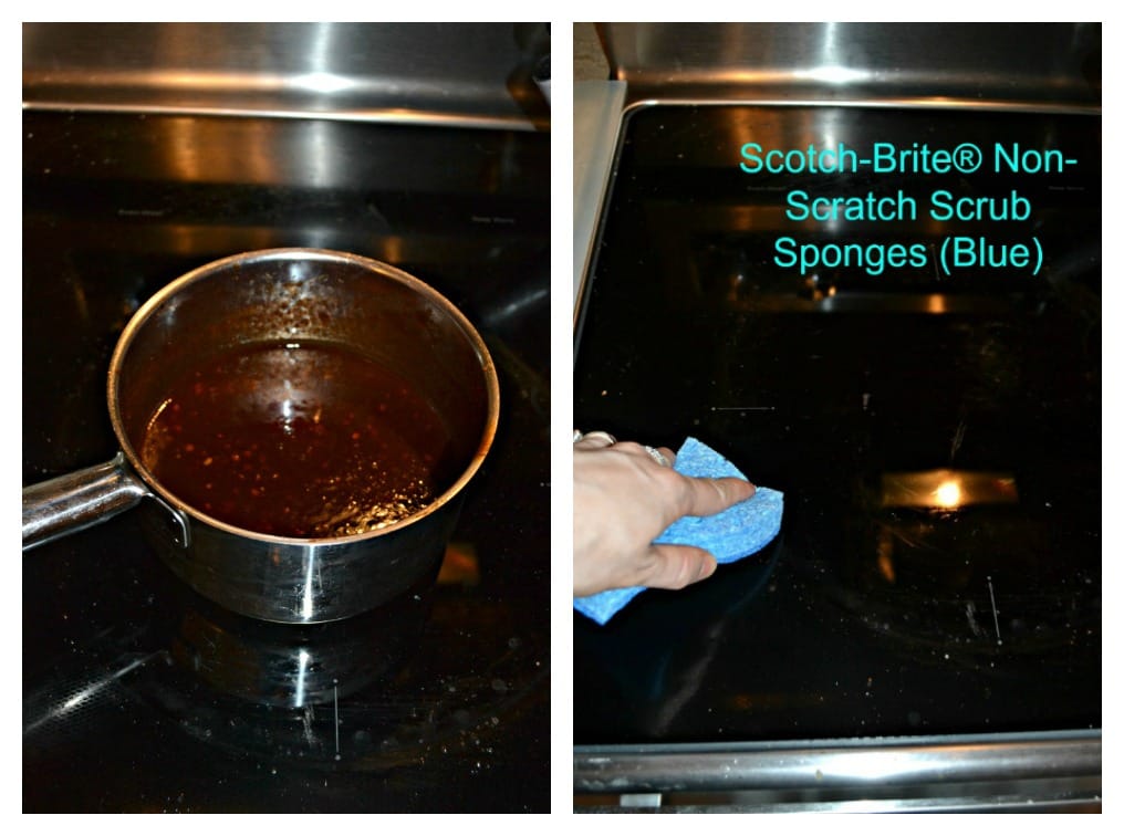 BBQ Sauce stuck to the bottom of your pans? No worries! Use Scotch-Brite Sponges to clean even your non-stick pans! 