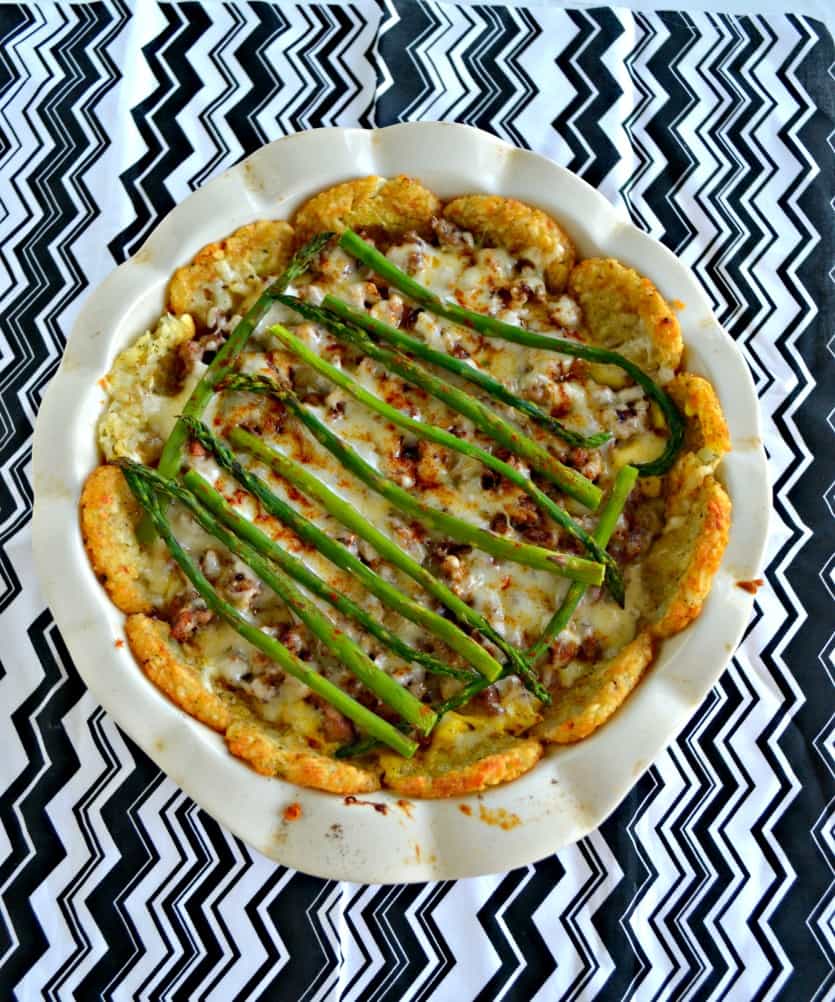 Hash Brown Crusted Casserole with Eggs, Cheese, and Asparagus