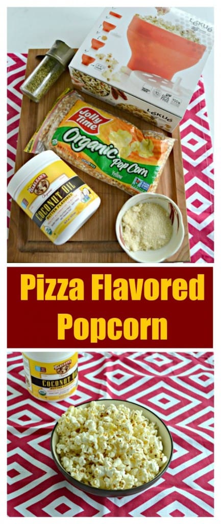 Having a popcorn craving? Try this easy to make Pizza Flavored Popcorn!