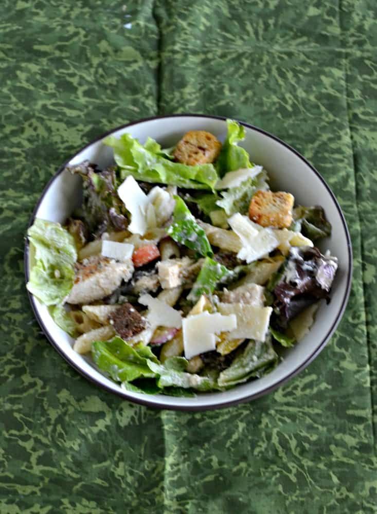 Make this tasty Chicken Caesar Salad with Pasta and homemade dressing.