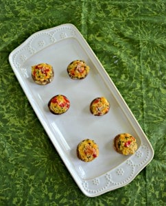 Looking for a delicious and easy to make snack? Try my vegetarian Mediterranean Hummus Stuffed Mushrooms!