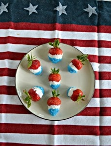 Red, White, and Blue Chocolate Covered Strawberries are perfect for patriotic parties!