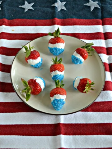 Red, White, and Blue Chocolate Covered Strawberries are perfect for patriotic parties!