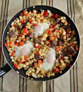 Cooking for a crowd? Make this easy and delicious Steak and Eggs Breakfast Hash!