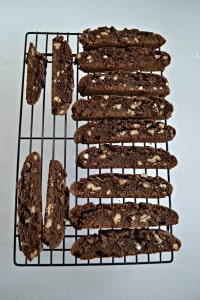 Brownie Mix Biscotti studded with nuts and chocolate chips!