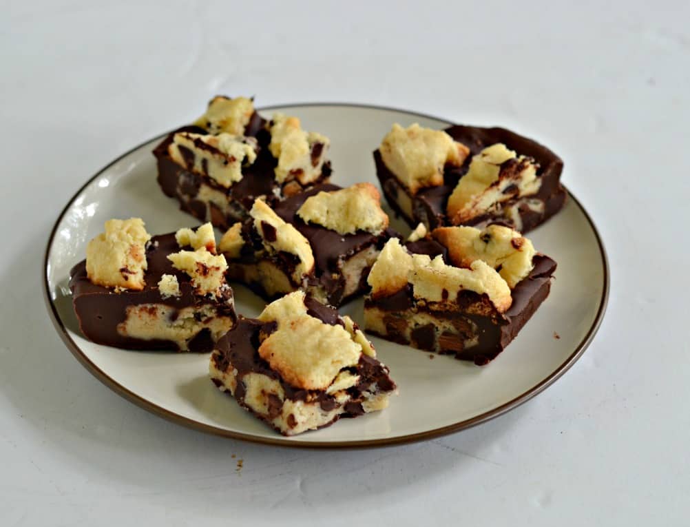 I can't get enough of these Chocolate Chip Cookie Dough Stuffed Candy Bars!