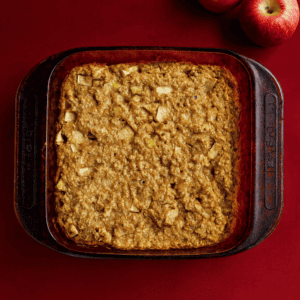 A pan of oatmeal apple bars.
