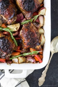 One Pot Balsamic Baked Chicken and Vegetables
