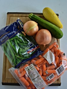 Everything you need to make Vegetable Soup with meatballs