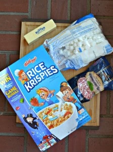 Everything you need to make Candy Cane Rice Krispies Treats