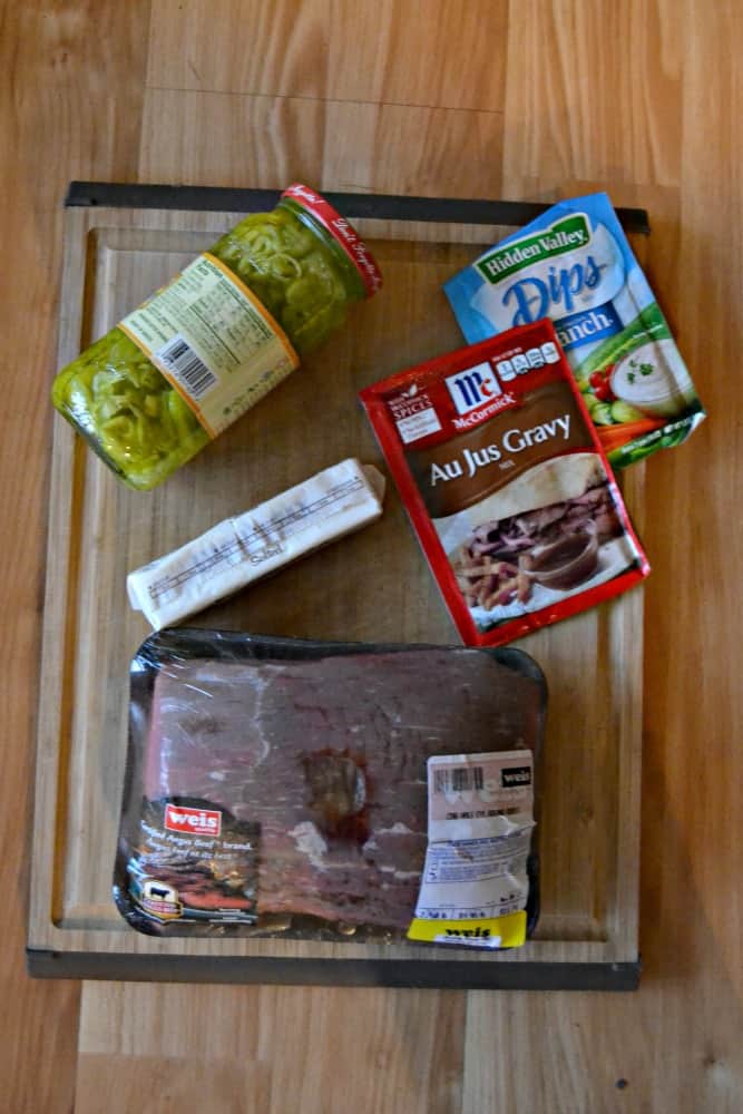 Everything you need to make a Mississippi Roast in the slow cooker.