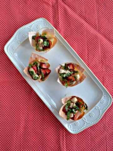 Chicken and Strawberry Caprese Wonton Cups