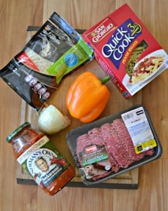 Everything you need to make Baked Ziti with Meat Sauce!