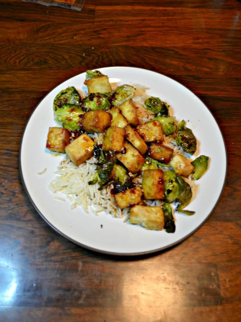 Try this delicious Tofu and Roasted Brussels Sprouts with a Honey Sesame Glaze