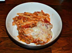 Grab a fork and dig into a dish of Baked Ziti with Meat Sauce