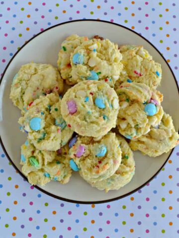 Bite in to a soft and chewy Funfetti Cake Mix Cookie for Easter!