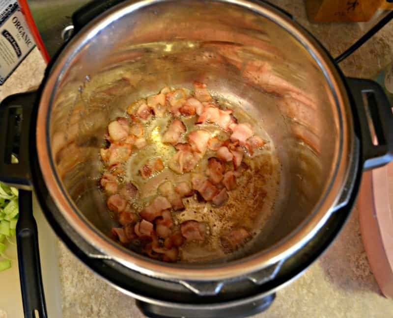 Fry up your bacon for soup right in the Instant Pot for a mess free way to cook bacon!