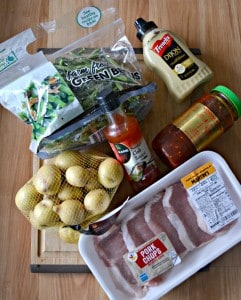 Everything you need to make Chili Dijon Sheet Pan Pork Chops with Potatoes and Green beans