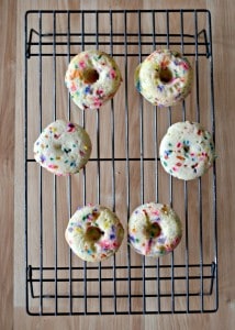 It's easy and fun to make colorful Baked Funfetti Donuts!