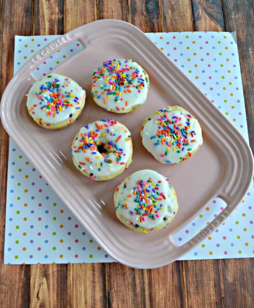 Kids and adults will love these colorful and tasty Baked Funfetti Donuts with Vanilla Glaze