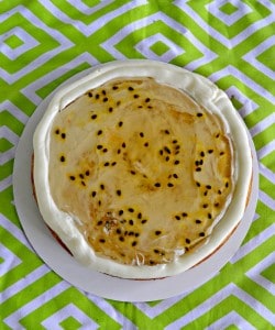 Passion fruit jam inside of a lime cake