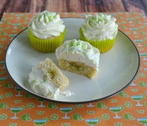 Lime Cupcakes topped off with lime buttercream and filled with lime curd.