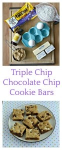 Everything you need to make a Triple Chip Chocolate Chip Cookie Bar!