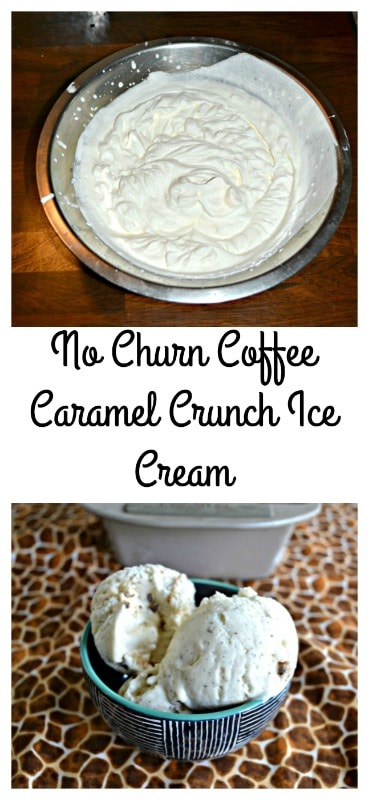 You won't believe how easy it is to make this amazing and delicioous No Churn Coffee Caramel Crunch Ice Cream