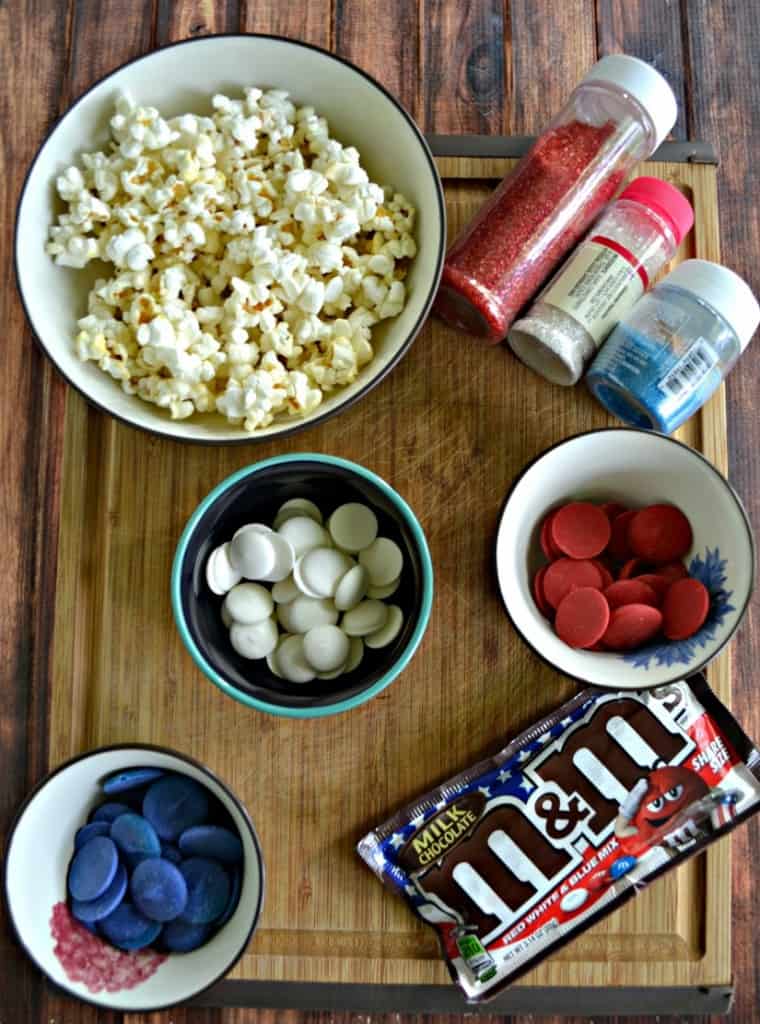 Everything you need to make Red, White, and Blue popcorn