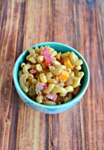 Grab a fork and dig into a dish of tasty BBQ Ranch Pasta Salad!