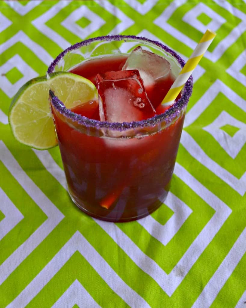 It's summer! Cool off with this refreshing Blackberry Margarita on the rocks.